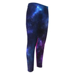 Blue Purple Cosmic Galaxy Space Print Men's Compression Pants