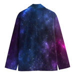 Blue Purple Cosmic Galaxy Space Print Men's Cotton Blazer