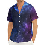 Blue Purple Cosmic Galaxy Space Print Men's Deep V-Neck Shirt