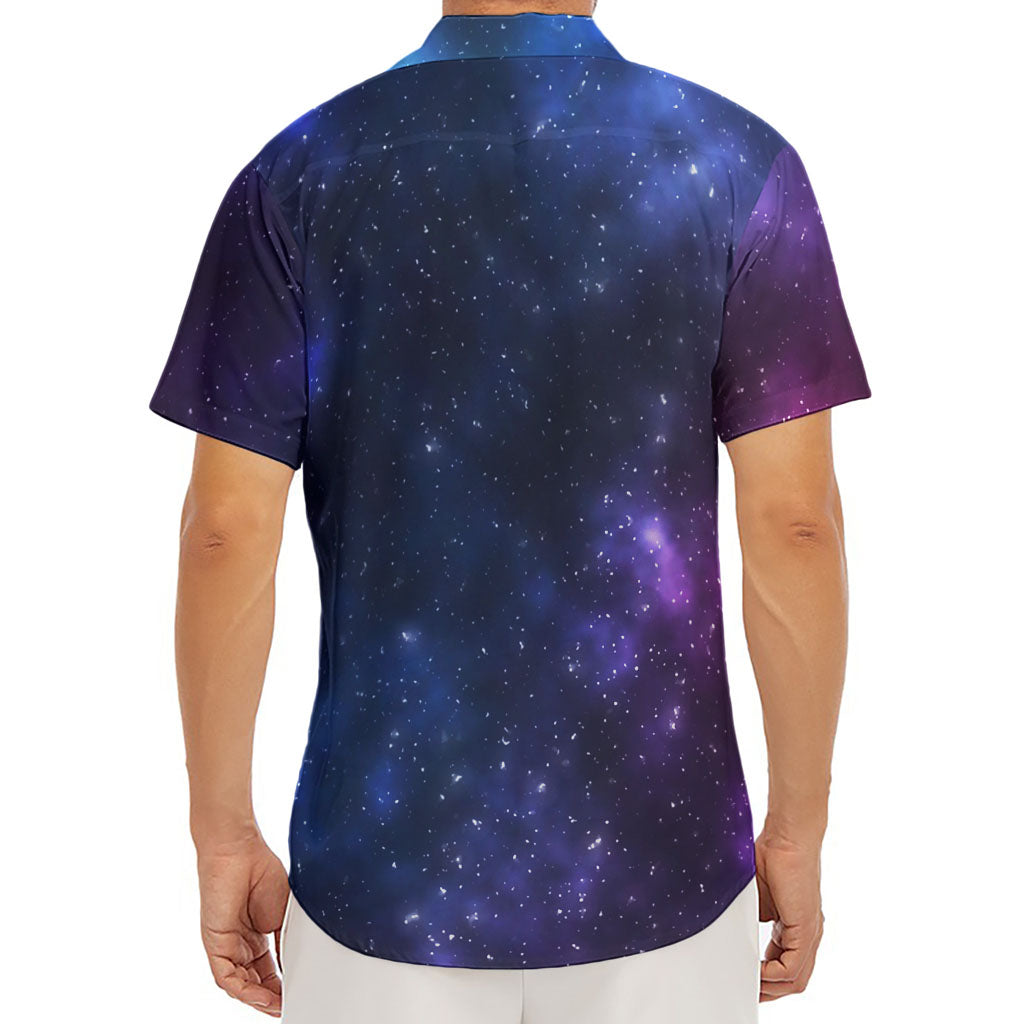 Blue Purple Cosmic Galaxy Space Print Men's Deep V-Neck Shirt