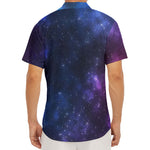 Blue Purple Cosmic Galaxy Space Print Men's Deep V-Neck Shirt
