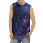 Blue Purple Cosmic Galaxy Space Print Men's Fitness Tank Top