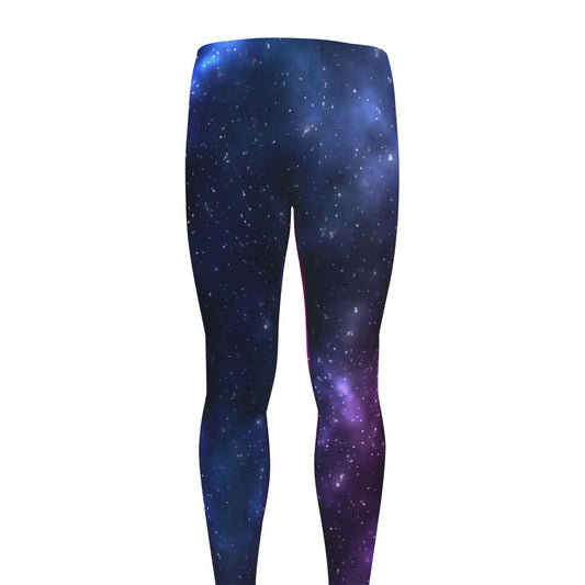 Blue Purple Cosmic Galaxy Space Print Men's leggings