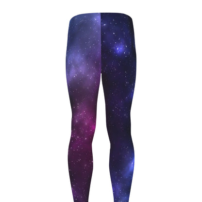 Blue Purple Cosmic Galaxy Space Print Men's leggings