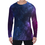 Blue Purple Cosmic Galaxy Space Print Men's Long Sleeve T-Shirt
