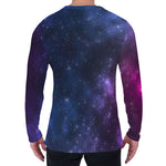 Blue Purple Cosmic Galaxy Space Print Men's Long Sleeve T-Shirt