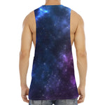 Blue Purple Cosmic Galaxy Space Print Men's Muscle Tank Top