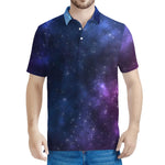 Blue Purple Cosmic Galaxy Space Print Men's Polo Shirt