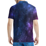 Blue Purple Cosmic Galaxy Space Print Men's Polo Shirt