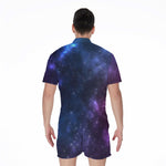Blue Purple Cosmic Galaxy Space Print Men's Rompers