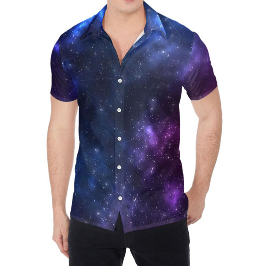Blue Purple Cosmic Galaxy Space Print Men's Shirt