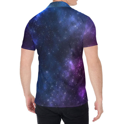 Blue Purple Cosmic Galaxy Space Print Men's Shirt