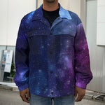 Blue Purple Cosmic Galaxy Space Print Men's Shirt Jacket