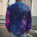 Blue Purple Cosmic Galaxy Space Print Men's Shirt Jacket