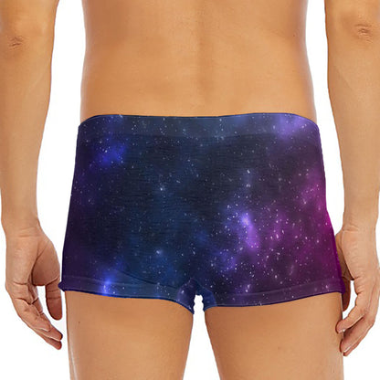 Blue Purple Cosmic Galaxy Space Print Men's Short Boxer Briefs