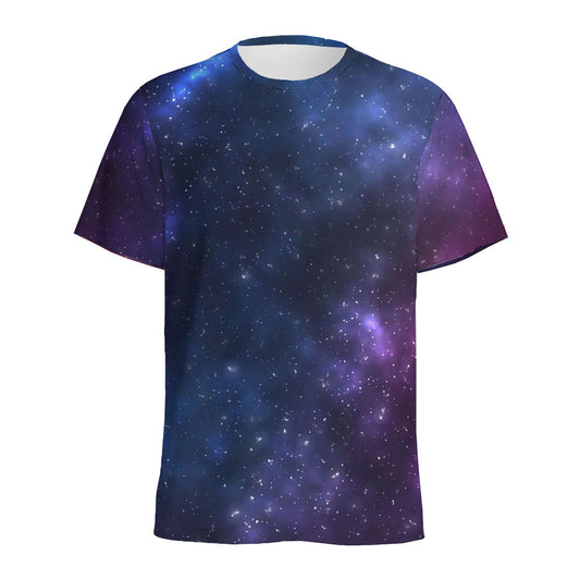 Blue Purple Cosmic Galaxy Space Print Men's Sports T-Shirt