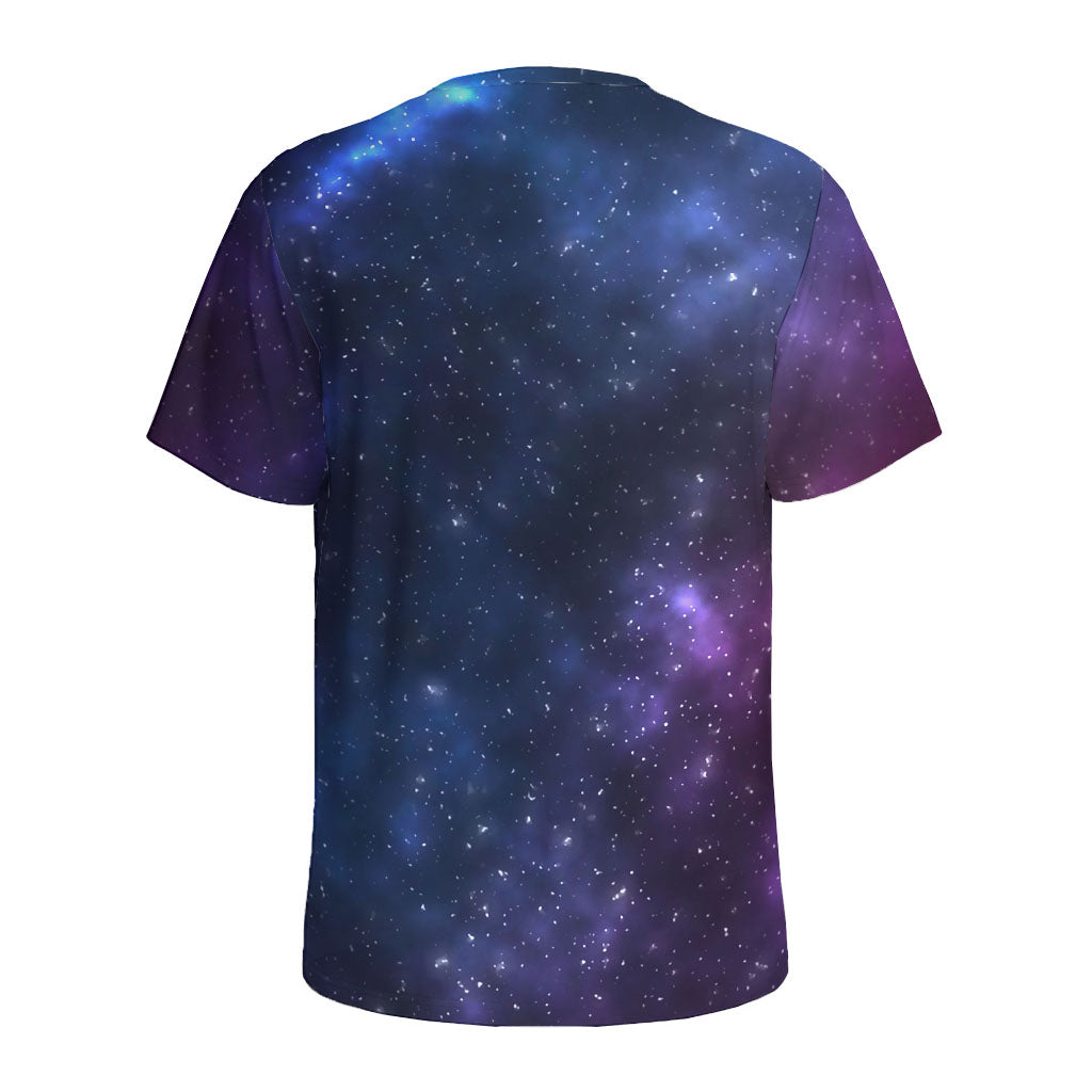 Blue Purple Cosmic Galaxy Space Print Men's Sports T-Shirt