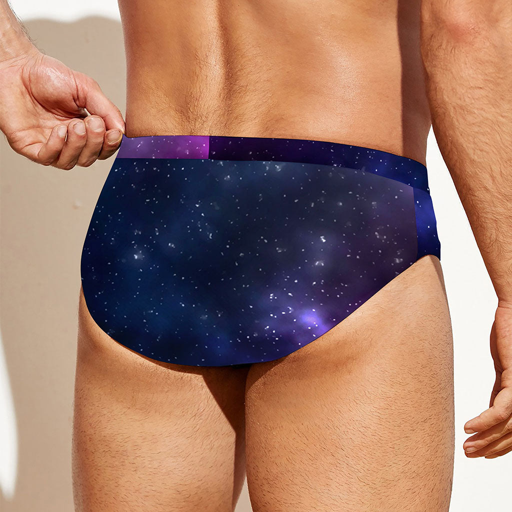 Blue Purple Cosmic Galaxy Space Print Men's Swim Briefs