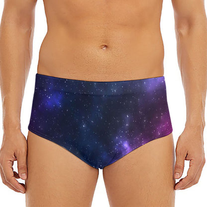 Blue Purple Cosmic Galaxy Space Print Men's Triangle Swim Briefs
