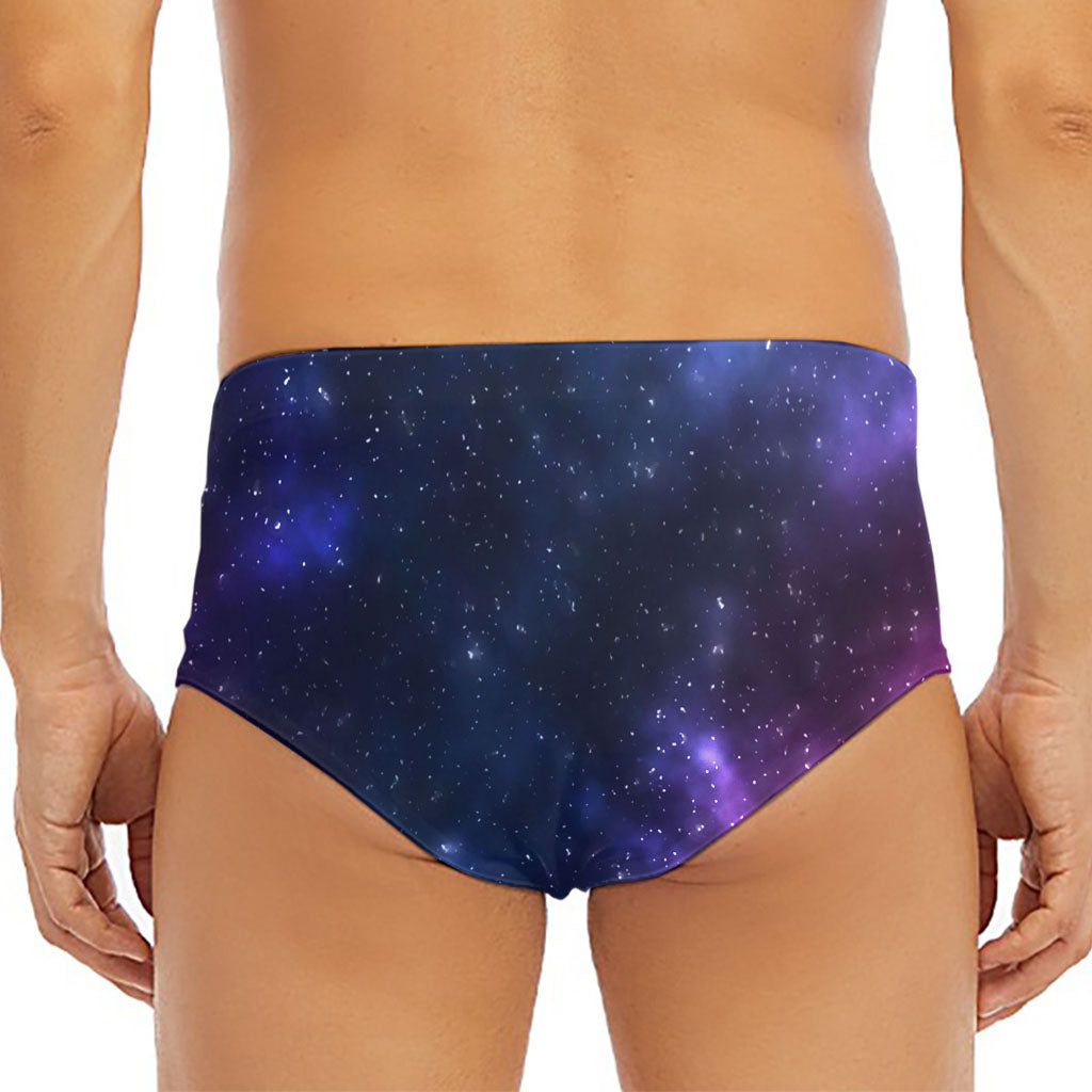 Blue Purple Cosmic Galaxy Space Print Men's Triangle Swim Briefs