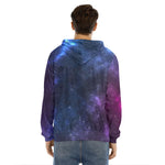 Blue Purple Cosmic Galaxy Space Print Men's Velvet Pullover Hoodie