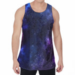 Blue Purple Cosmic Galaxy Space Print Men's Velvet Tank Top