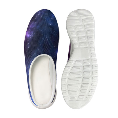 Blue Purple Cosmic Galaxy Space Print Mesh Casual Shoes