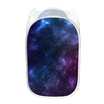Blue Purple Cosmic Galaxy Space Print Mesh Laundry Hamper