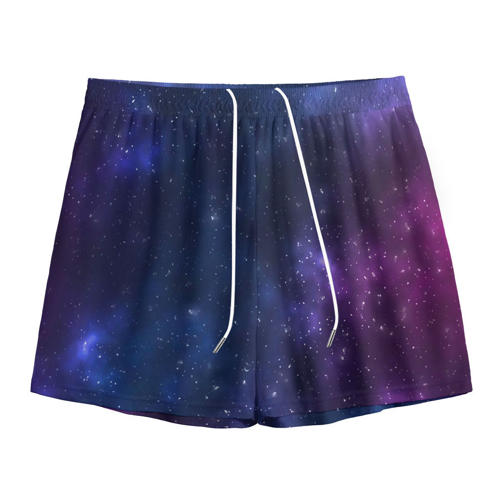 Blue Purple Cosmic Galaxy Space Print Mesh Shorts