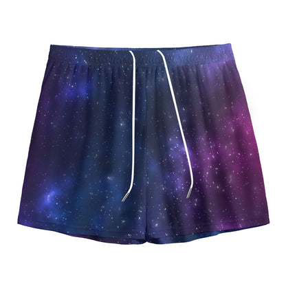 Blue Purple Cosmic Galaxy Space Print Mesh Shorts