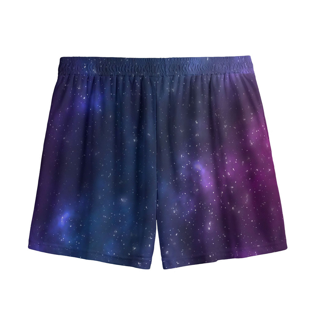 Blue Purple Cosmic Galaxy Space Print Mesh Shorts