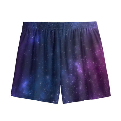 Blue Purple Cosmic Galaxy Space Print Mesh Shorts
