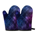 Blue Purple Cosmic Galaxy Space Print Oven Mitts