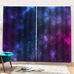 Blue Purple Cosmic Galaxy Space Print Pencil Pleat Curtains