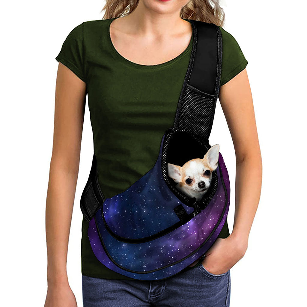 Blue Purple Cosmic Galaxy Space Print Pet Sling Carrier