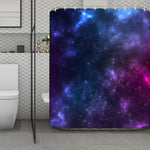 Blue Purple Cosmic Galaxy Space Print Polyester Shower Curtain