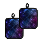 Blue Purple Cosmic Galaxy Space Print Pot Holders
