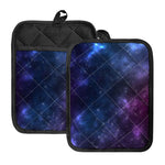 Blue Purple Cosmic Galaxy Space Print Pot Holders With Pocket