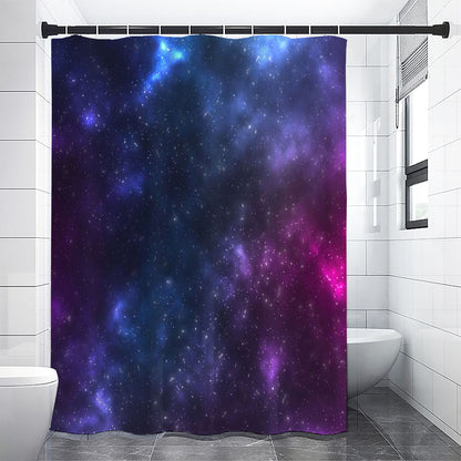 Blue Purple Cosmic Galaxy Space Print Premium Shower Curtain