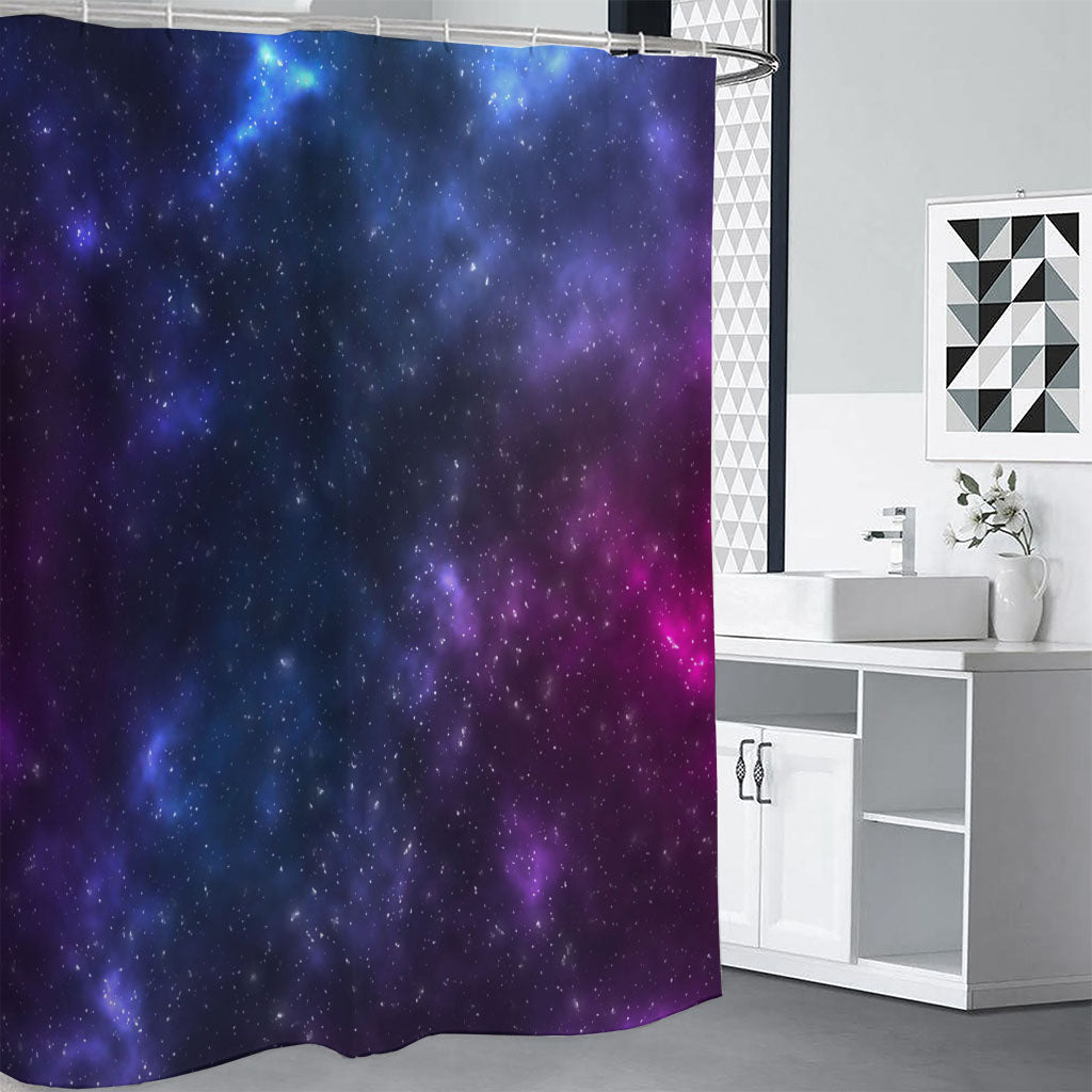 Blue Purple Cosmic Galaxy Space Print Premium Shower Curtain