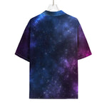 Blue Purple Cosmic Galaxy Space Print Rayon Hawaiian Shirt