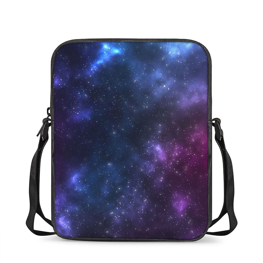 Blue Purple Cosmic Galaxy Space Print Rectangular Crossbody Bag