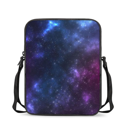 Blue Purple Cosmic Galaxy Space Print Rectangular Crossbody Bag