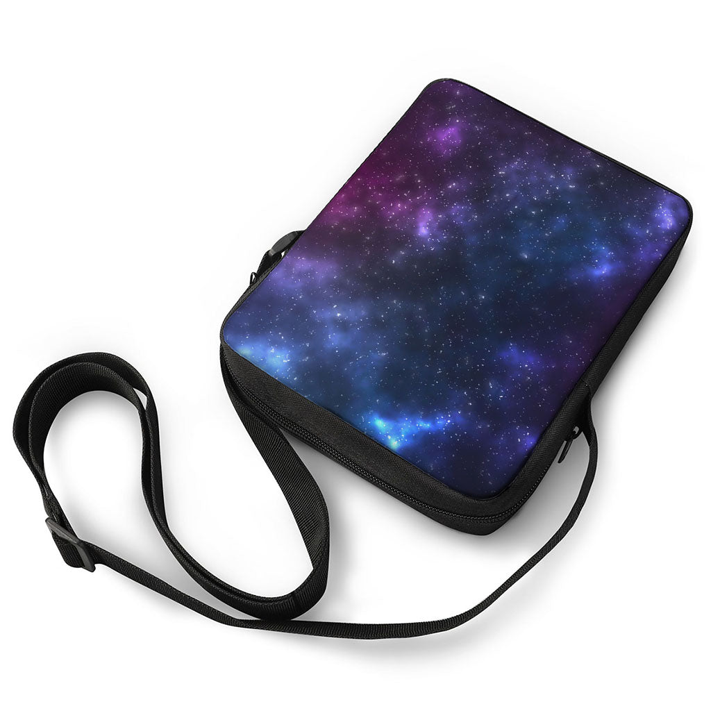 Blue Purple Cosmic Galaxy Space Print Rectangular Crossbody Bag