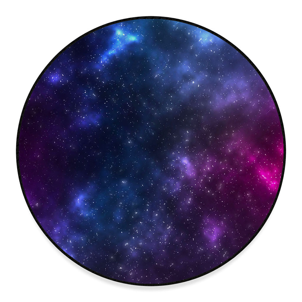 Blue Purple Cosmic Galaxy Space Print Round Floor Mat