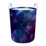 Blue Purple Cosmic Galaxy Space Print Round Laundry Basket