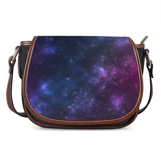 Blue Purple Cosmic Galaxy Space Print Saddle Bag