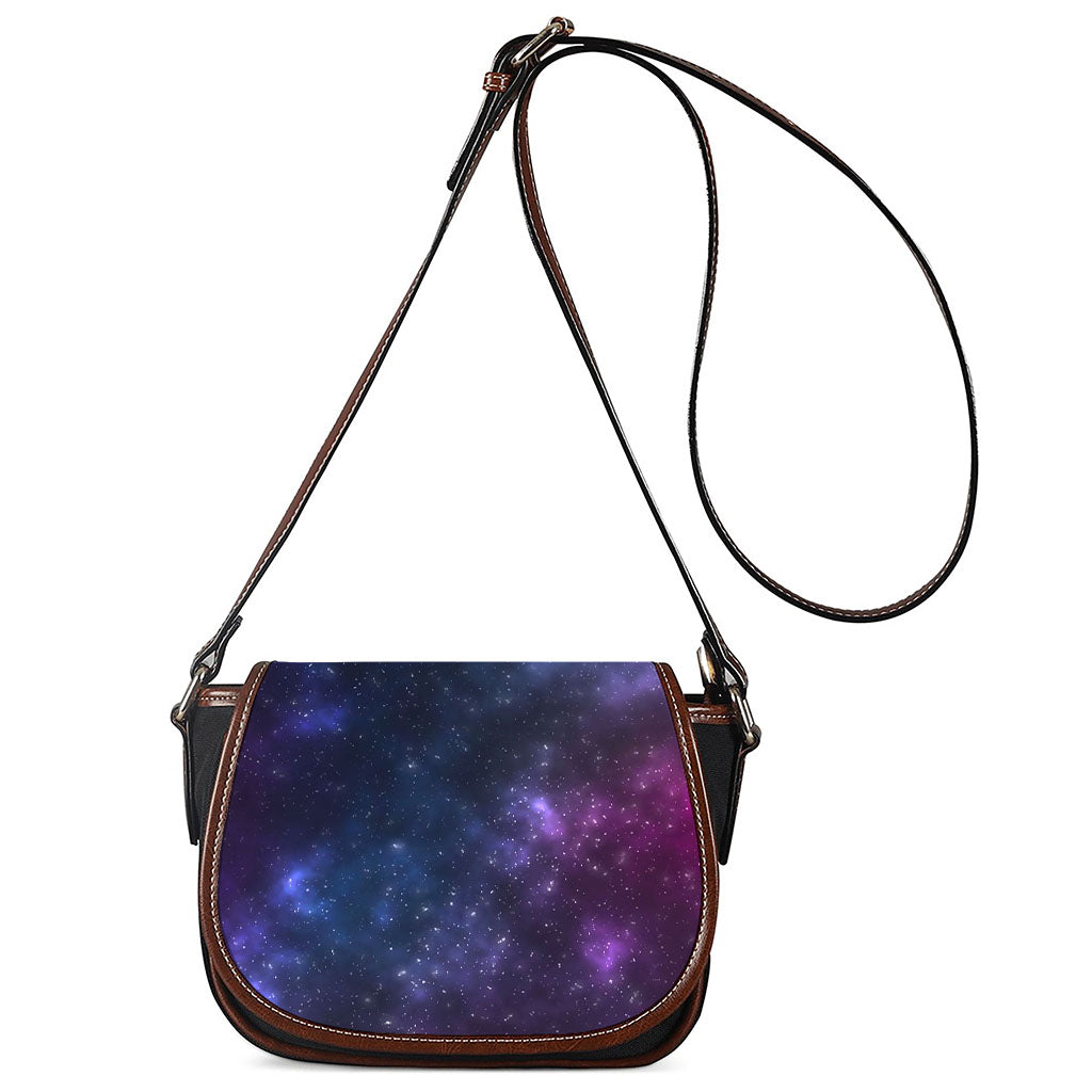 Blue Purple Cosmic Galaxy Space Print Saddle Bag