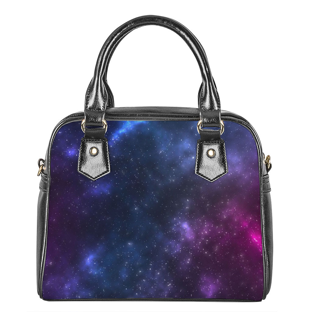 Blue Purple Cosmic Galaxy Space Print Shoulder Handbag