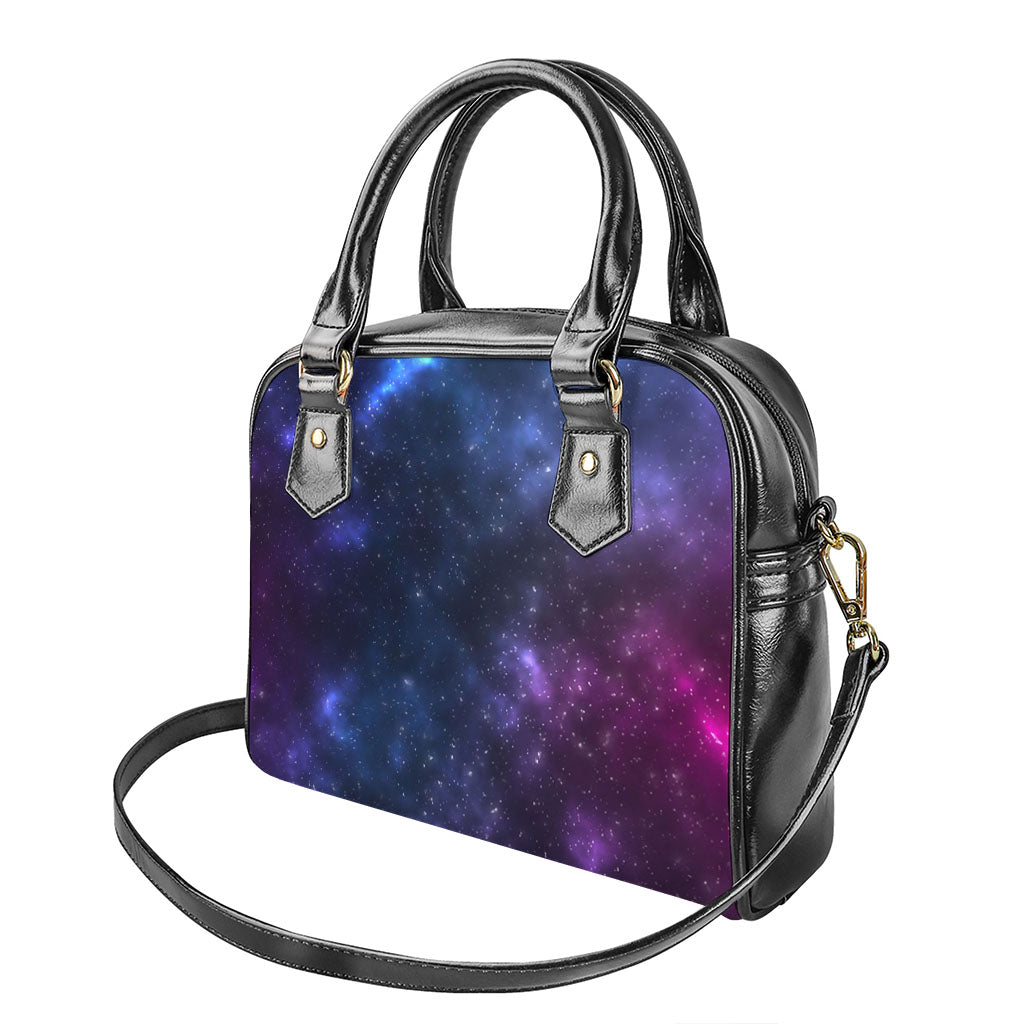Blue Purple Cosmic Galaxy Space Print Shoulder Handbag